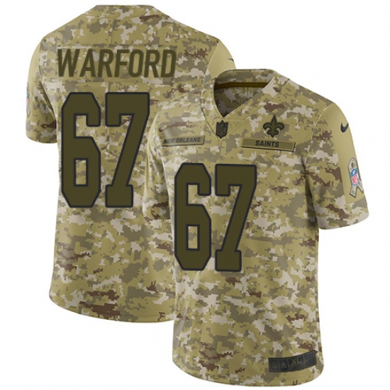 Men's Nike New Orleans Saints 67 Larry Warford Limited Camo 2018 Salute to Service NFL Jersey
