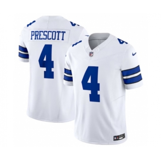 Men's Nike Dallas Cowboys 4 Dak Prescott White 2023 F.U.S.E. Vapor Limited Stitched Football Jersey