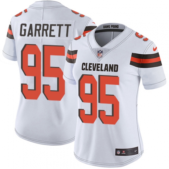 Women's Nike Cleveland Browns 95 Myles Garrett White Vapor Untouchable Limited Player NFL Jersey