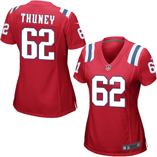 Women's Nike New England Patriots 62 Joe Thuney Game Red Alternate NFL Jersey
