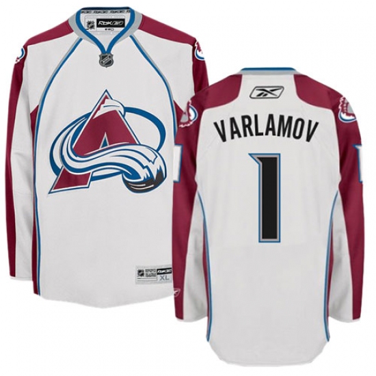 Women's Reebok Colorado Avalanche 1 Semyon Varlamov Authentic White Away NHL Jersey