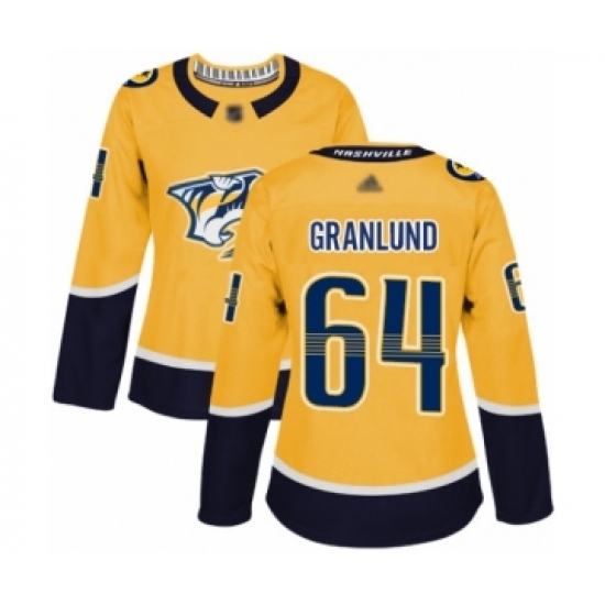 Women's Nashville Predators 64 Mikael Granlund Authentic Gold Home Hockey Jersey