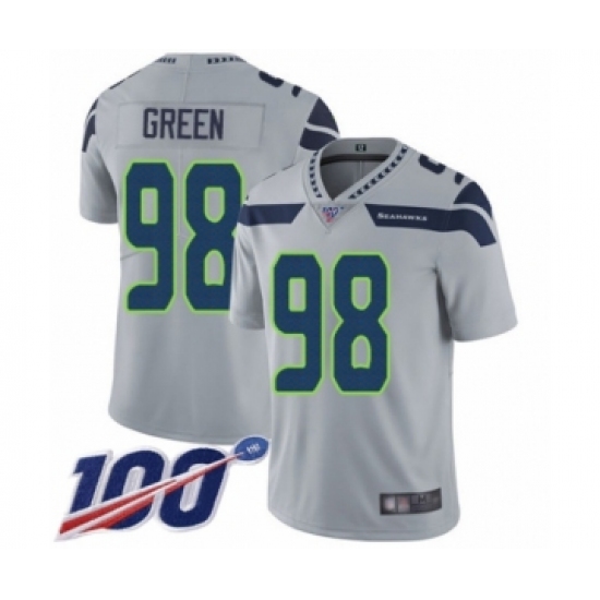 Men's Seattle Seahawks 98 Rasheem Green Grey Alternate Vapor Untouchable Limited Player 100th Season Football Jersey