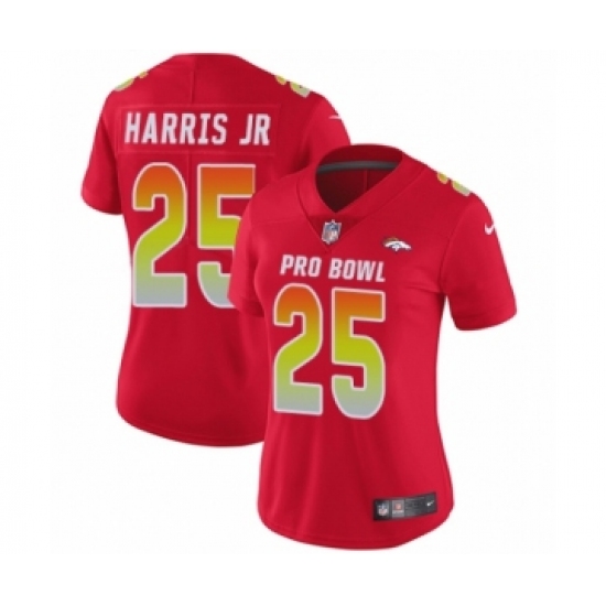 Women's Denver Broncos 25 Chris Harris Jr Limited Red AFC 2019 Pro Bowl Football Jersey