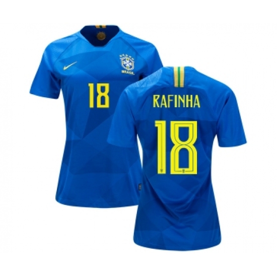 Women's Brazil 18 Rafinha Away Soccer Country Jersey