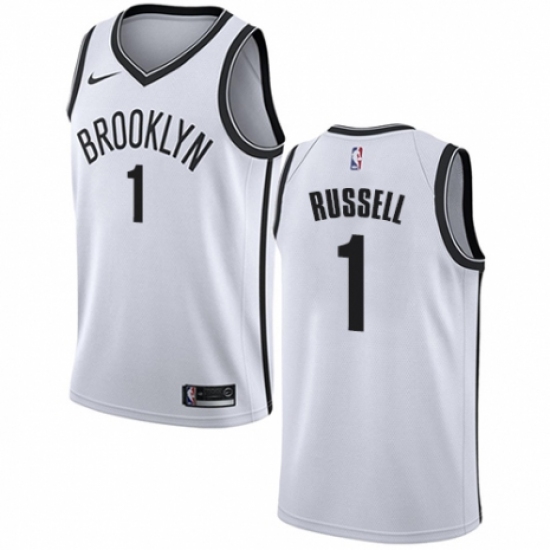 Men's Nike Brooklyn Nets 1 D'Angelo Russell Swingman White NBA Jersey - Association Edition