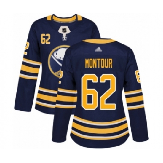 Women's Buffalo Sabres 62 Brandon Montour Authentic Navy Blue Home Hockey Jersey