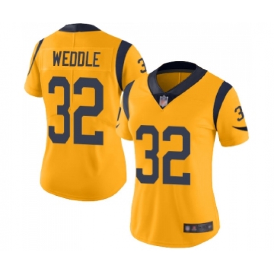 Women's Los Angeles Rams 32 Eric Weddle Limited Gold Rush Vapor Untouchable Football Jersey