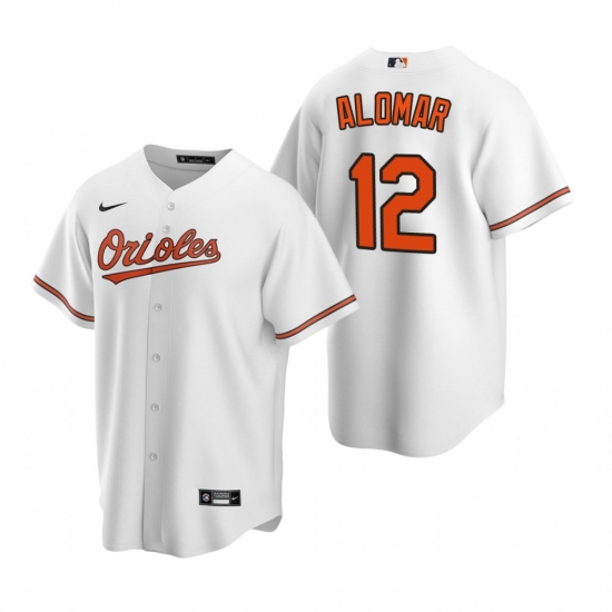 Men's Nike Baltimore Orioles 12 Roberto Alomar White Home Stitched Baseball Jersey