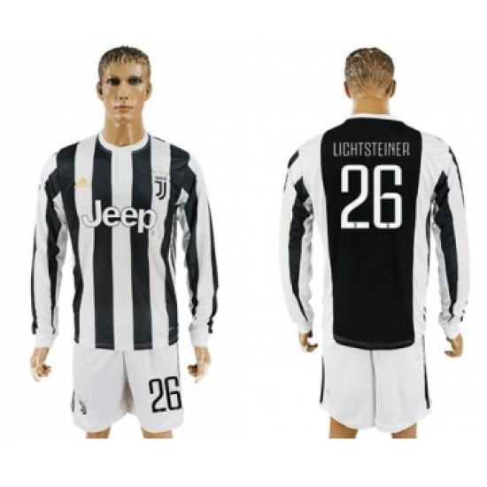 Juventus 26 Lichtsteiner Home Long Sleeves Soccer Club Jersey