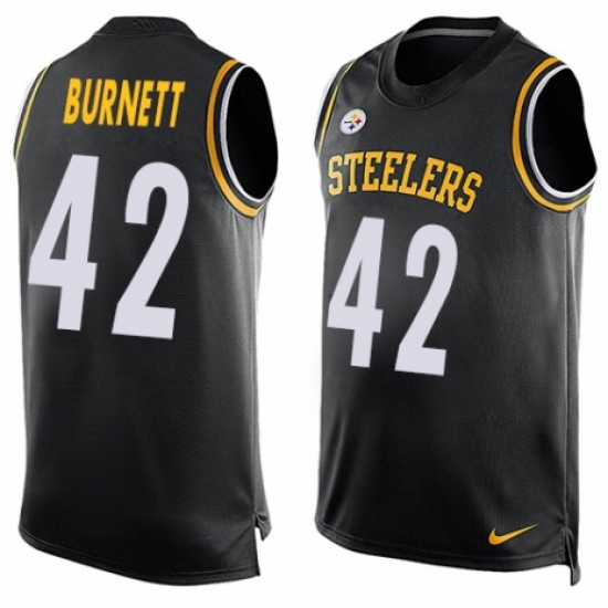 Men's Nike Pittsburgh Steelers 42 Morgan Burnett Limited Black Player Name & Number Tank Top NFL Jersey