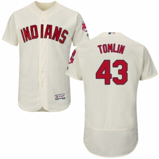 Men's Majestic Cleveland Indians 43 Josh Tomlin Cream Alternate Flex Base Authentic Collection MLB Jersey