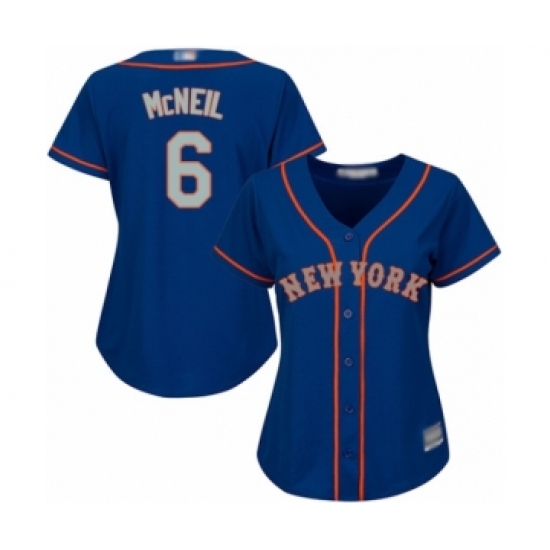 Women's New York Mets 6 Jeff McNeil Authentic Royal Blue Alternate Road Cool Base Baseball Jersey