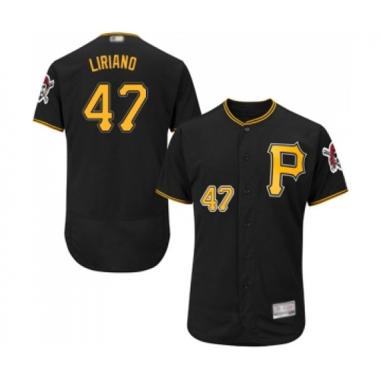 Men's Pittsburgh Pirates 47 Francisco Liriano Black Alternate Flex Base Authentic Collection Baseball Jersey
