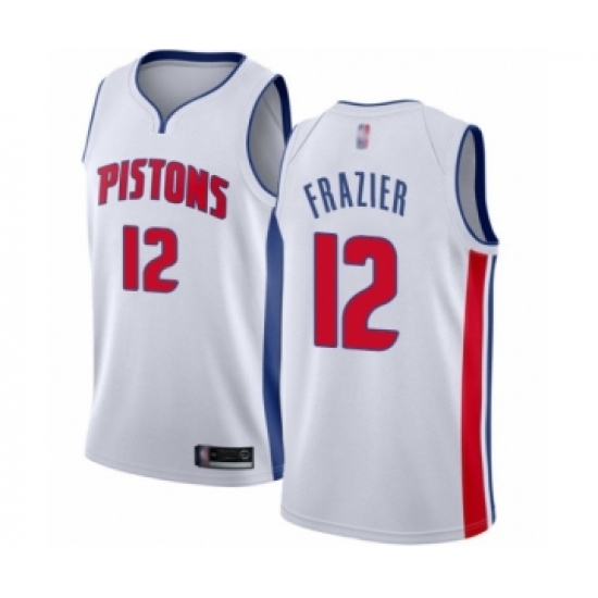 Men's Detroit Pistons 12 Tim Frazier Authentic White Basketball Jersey - Association Edition