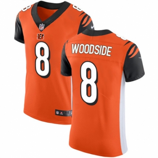 Men's Nike Cincinnati Bengals 8 Logan Woodside Orange Alternate Vapor Untouchable Elite Player NFL Jersey
