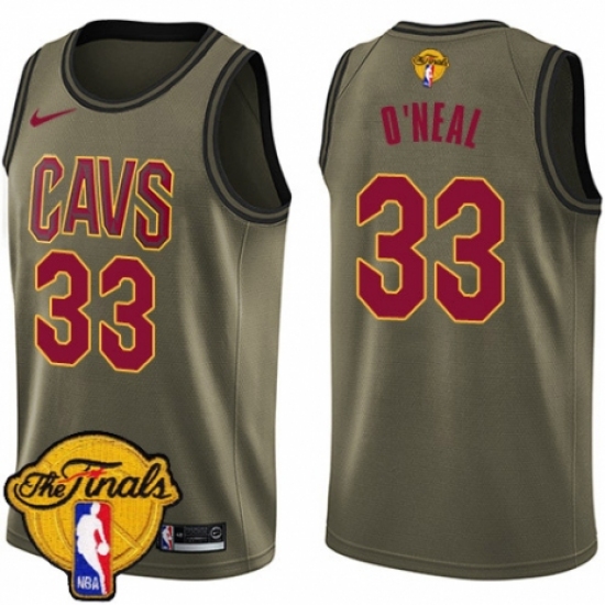 Men's Nike Cleveland Cavaliers 33 Shaquille O'Neal Swingman Green Salute to Service 2018 NBA Finals Bound NBA Jersey