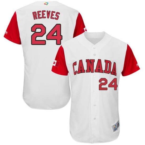 Men's Canada Baseball Majestic 24 Mike Reeves White 2017 World Baseball Classic Authentic Team Jersey