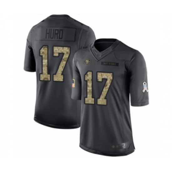 Youth San Francisco 49ers 17 Jalen Hurd Limited Black 2016 Salute to Service Football Jersey
