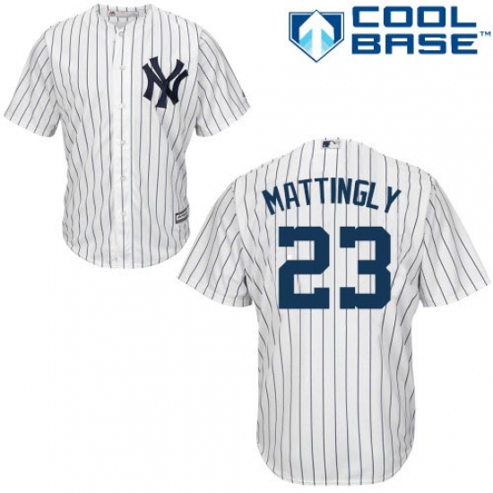Men's Majestic New York Yankees 23 Don Mattingly Replica White Home MLB Jersey