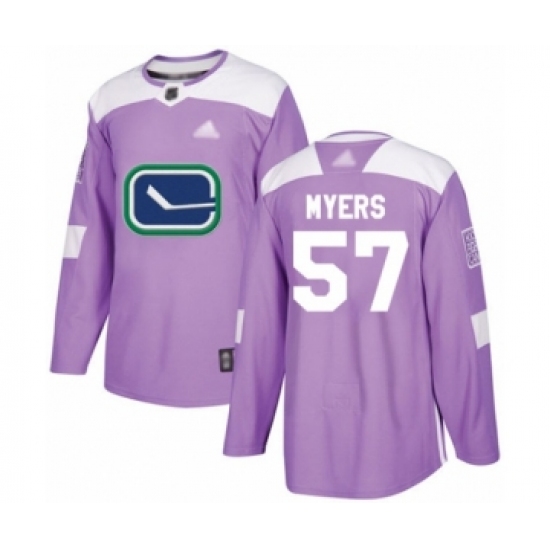 Men's Vancouver Canucks 57 Tyler Myers Authentic Purple Fights Cancer Practice Hockey Jersey
