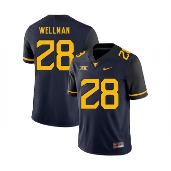 West Virginia Mountaineers 28 Elijah Wellman Navy College Football Jersey