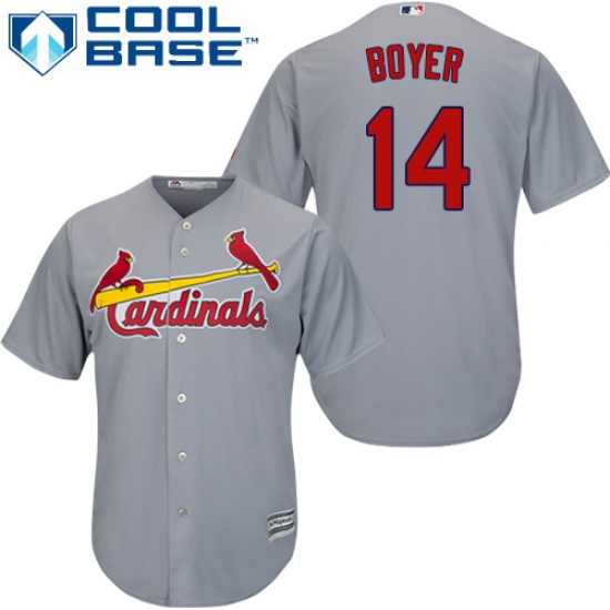 Youth Majestic St. Louis Cardinals 14 Ken Boyer Replica Grey Road Cool Base MLB Jersey