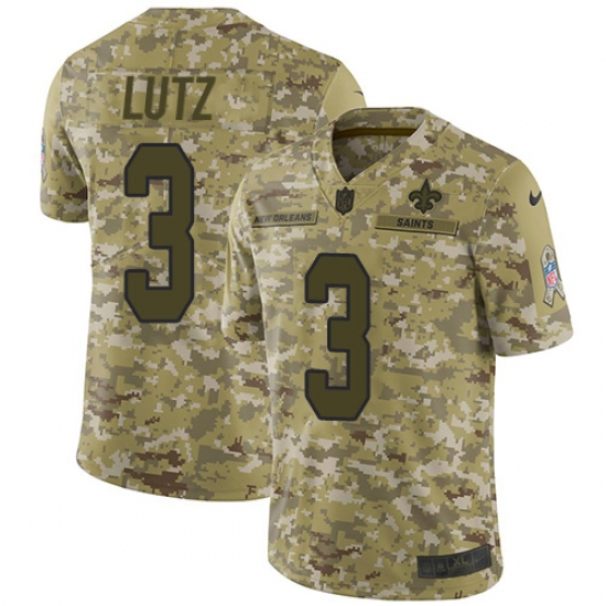 Men's Nike New Orleans Saints 3 Wil Lutz Limited Camo 2018 Salute to Service NFL Jersey