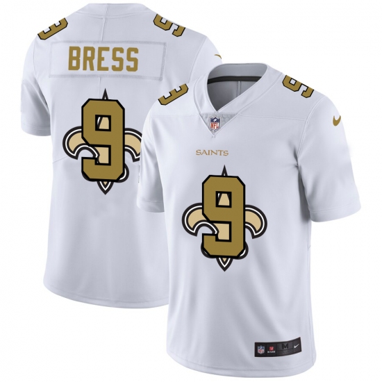 Men's New Orleans Saints 9 Drew Brees White Nike White Shadow Edition Limited Jersey