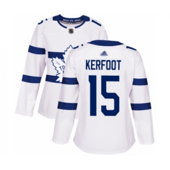 Women's Toronto Maple Leafs 15 Alexander Kerfoot Authentic White 2018 Stadium Series Hockey Jersey
