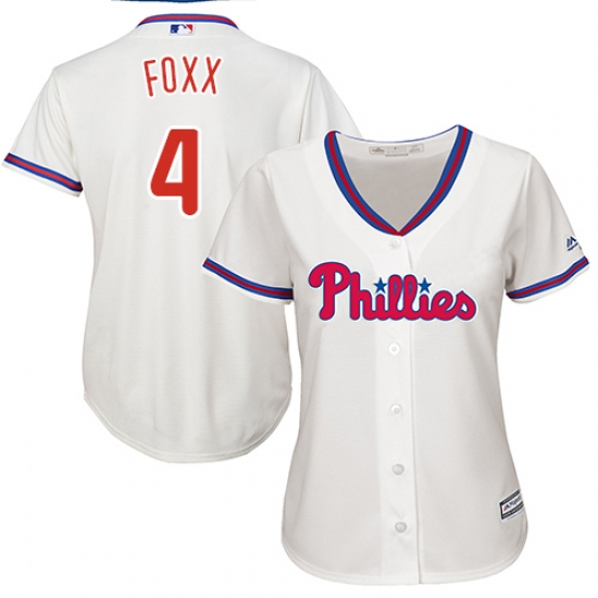 Women's Majestic Philadelphia Phillies 4 Jimmy Foxx Replica Cream Alternate Cool Base MLB Jersey