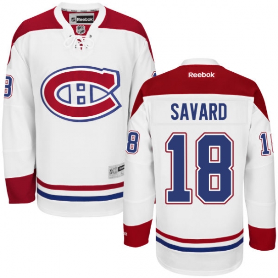 Women's Reebok Montreal Canadiens 18 Serge Savard Authentic White Away NHL Jersey