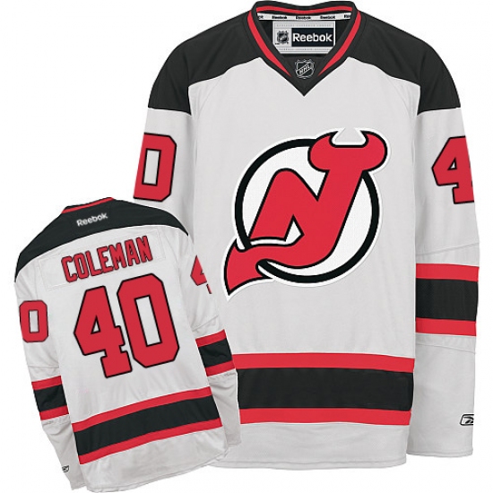 Men's Reebok New Jersey Devils 40 Blake Coleman Authentic White Away NHL Jersey