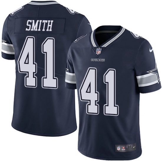 Men's Nike Dallas Cowboys 41 Keith Smith Navy Blue Team Color Vapor Untouchable Limited Player NFL Jersey