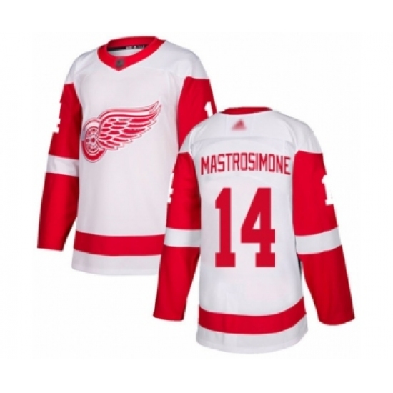 Men's Detroit Red Wings 14 Robert Mastrosimone Authentic White Away Hockey Jersey