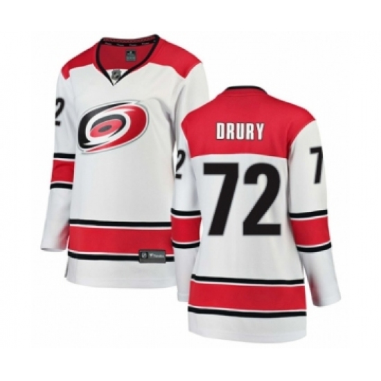 Women's Carolina Hurricanes 72 Jack Drury Authentic White Away Fanatics Branded Breakaway NHL Jersey