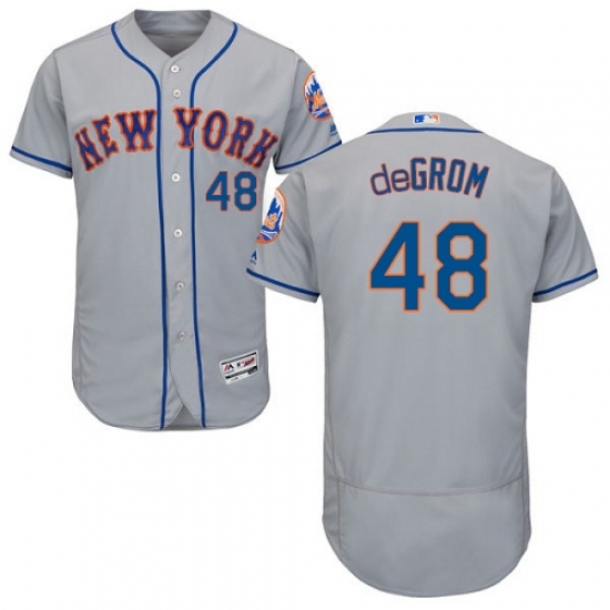 Men's Majestic New York Mets 48 Jacob deGrom Grey Road Flex Base Authentic Collection MLB Jersey