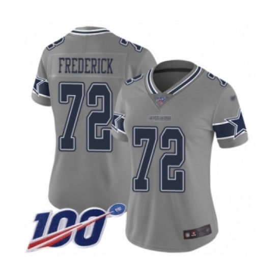 Women's Dallas Cowboys 72 Travis Frederick Limited Gray Inverted Legend 100th Season Football Jersey