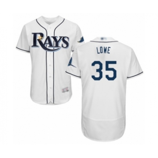 Men's Tampa Bay Rays 35 Nate Lowe Home White Home Flex Base Authentic Collection Baseball Player Jersey