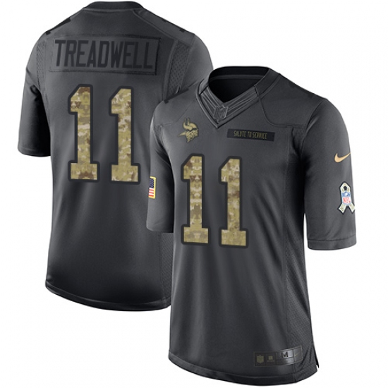 Men's Nike Minnesota Vikings 11 Laquon Treadwell Limited Black 2016 Salute to Service NFL Jersey