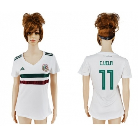 Women's Mexico 11 C.Vela Away Soccer Country Jersey