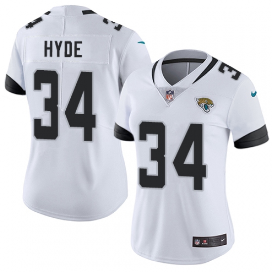 Women's Nike Jacksonville Jaguars 34 Carlos Hyde White Vapor Untouchable Limited Player NFL Jersey