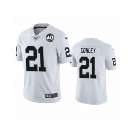Men's Oakland Raiders 21 Gareon Conley White 60th Anniversary Vapor Untouchable Limited Player 100th Season Football Jersey