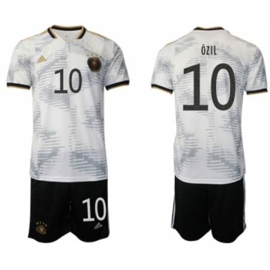 Men's Germany 10 Ozil White Home Soccer Jersey Suit