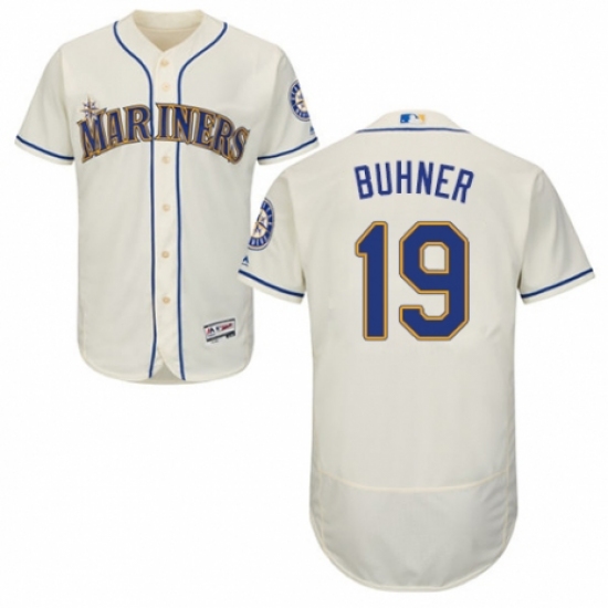 Men's Majestic Seattle Mariners 19 Jay Buhner Cream Alternate Flex Base Authentic Collection MLB Jersey