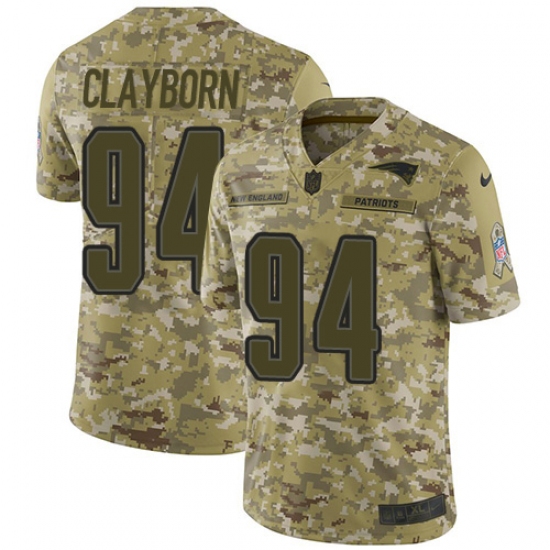 Men's Nike New England Patriots 94 Adrian Clayborn Limited Camo 2018 Salute to Service NFL Jersey