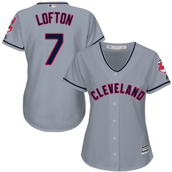 Women's Majestic Cleveland Indians 7 Kenny Lofton Authentic Grey Road Cool Base MLB Jersey
