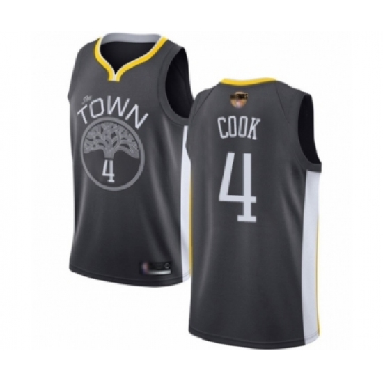 Men's Golden State Warriors 4 Quinn Cook Swingman Black Basketball 2019 Basketball Finals Bound Jersey - Statement Edition