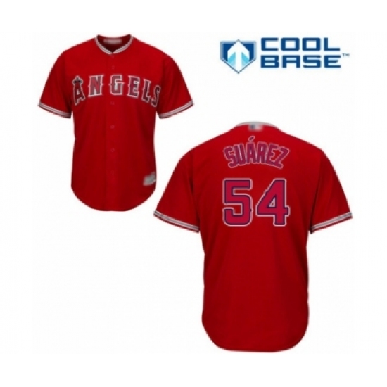 Youth Los Angeles Angels of Anaheim 54 Jose Suarez Authentic Red Alternate Cool Base Baseball Player Jersey