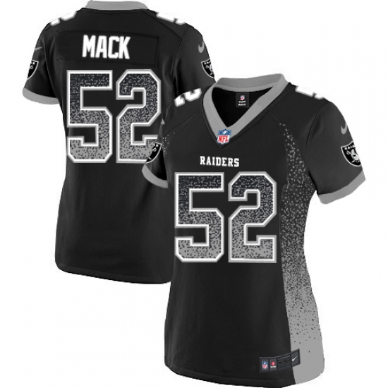 Women's Nike Oakland Raiders 52 Khalil Mack Elite Black Drift Fashion NFL Jersey